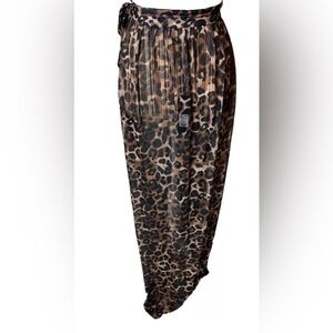 Fashion nova Sz 3X Animal Print Maxi Skirt Cover Up Wrap Semi Sheer Swim